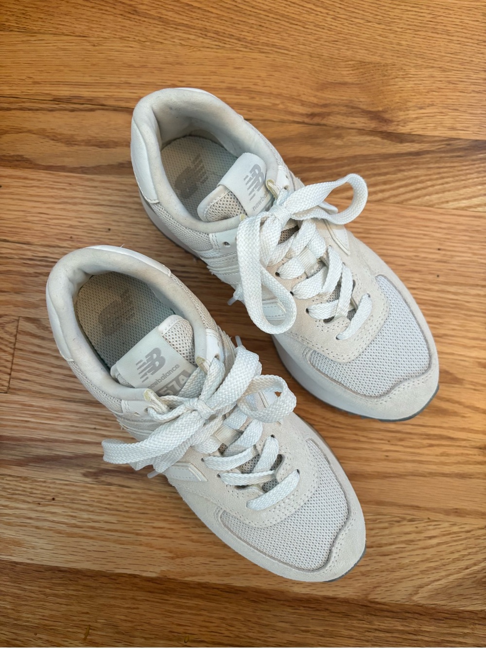New Balance White/Cream Retro Runner Sneakers